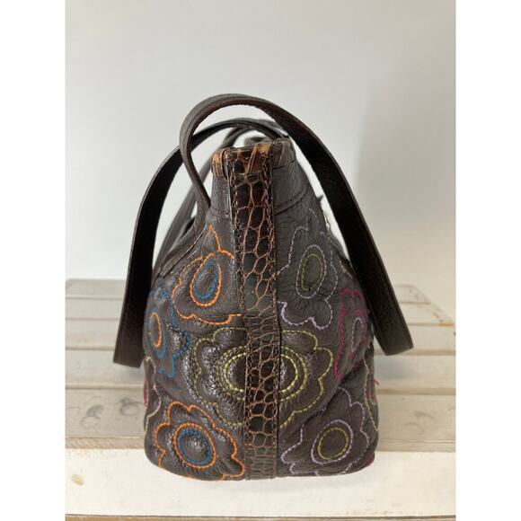BRIGHTON D757287 BROWN LEATHER MULITI FLORAL SHOULDER BAG - Picture 3 of 16